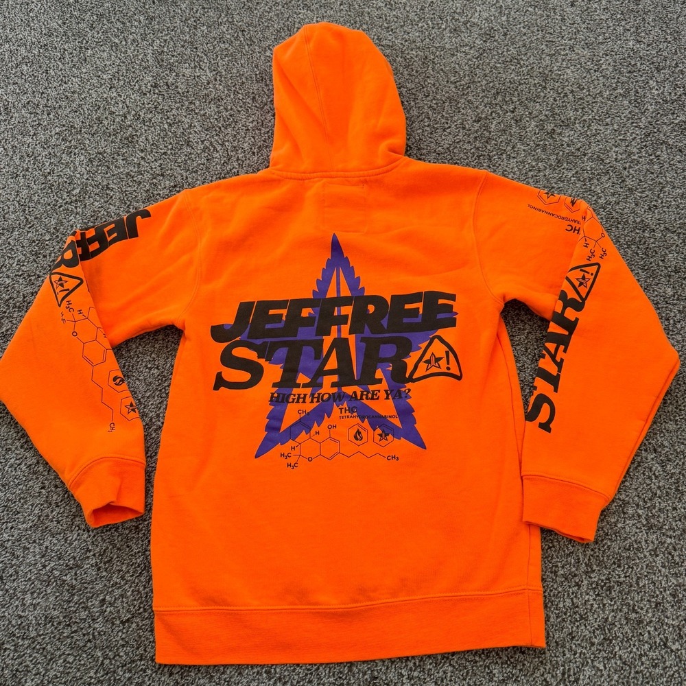 Jeffree Star Hoodie High How Are Ya? Men's Small Orange THC Fleece